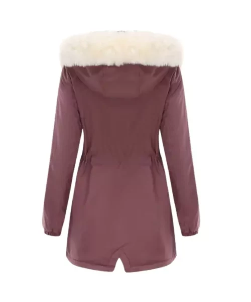 Long Sleeve Hooded Fleece Lined Suede Leather Fur Coat