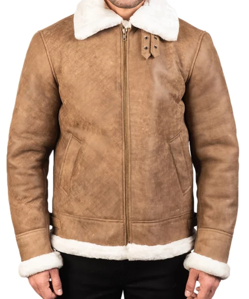 B-3 Distressed Brown Leather Bomber Jacket