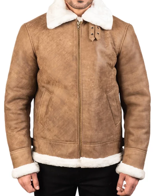 B-3 Distressed Brown Leather Bomber Jacket