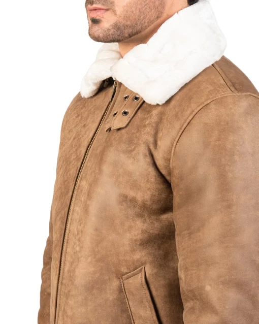B-3 Distressed Brown Leather Bomber Jacket