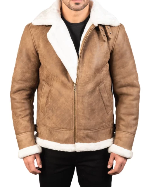 B-3 Distressed Brown Leather Bomber Jacket
