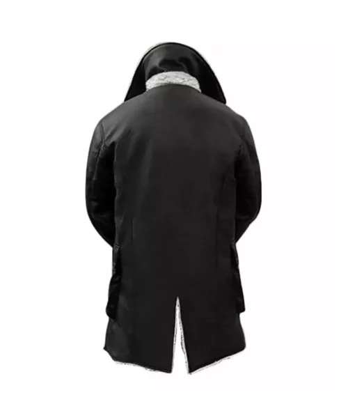 Men's Black Real Leather Sherpa Coat