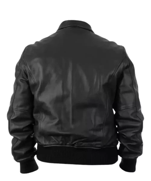 Men's Black Real Sheepskin Leather Bomber Jacket