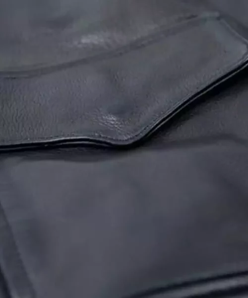 Men's Black Real Sheepskin Leather Bomber Jacket