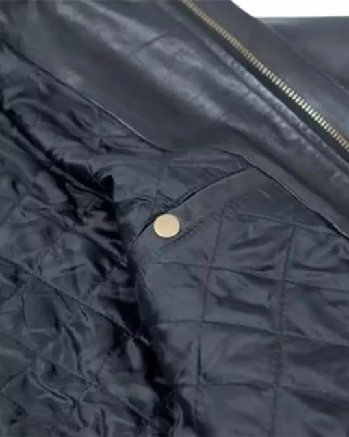 Men's Black Real Sheepskin Leather Bomber Jacket