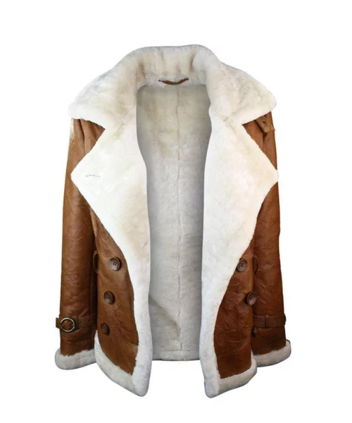 Women's Tan Brown Double Breasted Shearling Jacket