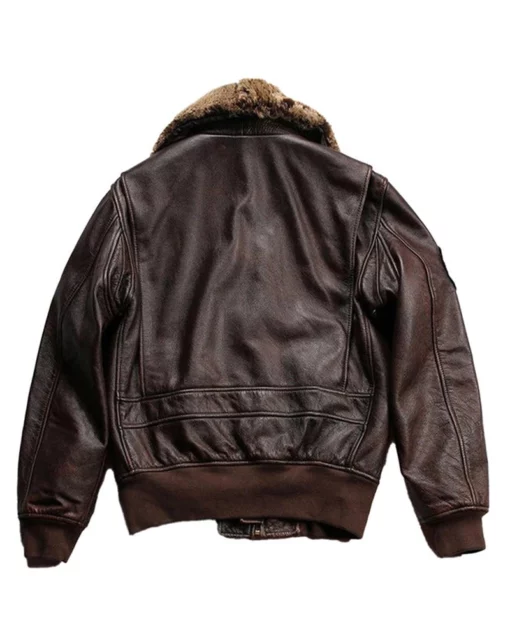 Men's Shearling Collar Vintage Aviator Leather Jacket