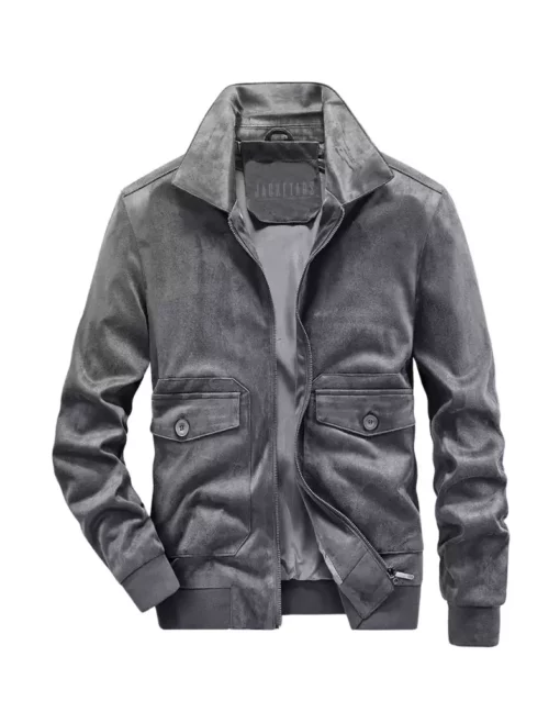 American Retro Men Faux Suede Leather Short Coat Jacket