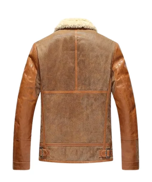 Mens Leather Bomber Pilot Winter Shearling Jacket