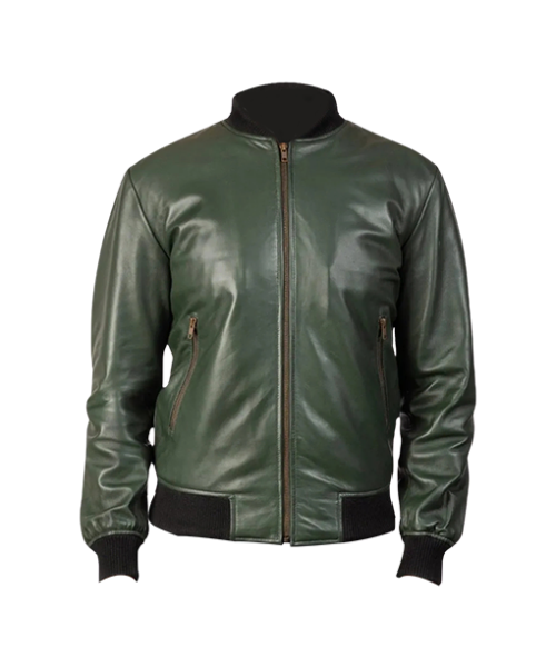 green bomber leather jacket