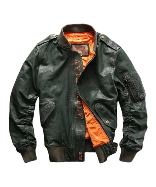 Avirex Ace Of Spades Green Bomber Jacket