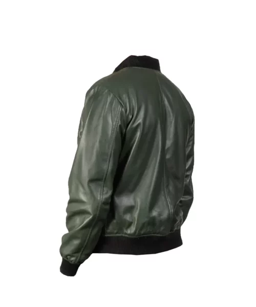 green bomber leather jacket