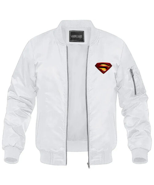 Superman Lightweight Windbreaker White Varsity Jacket
