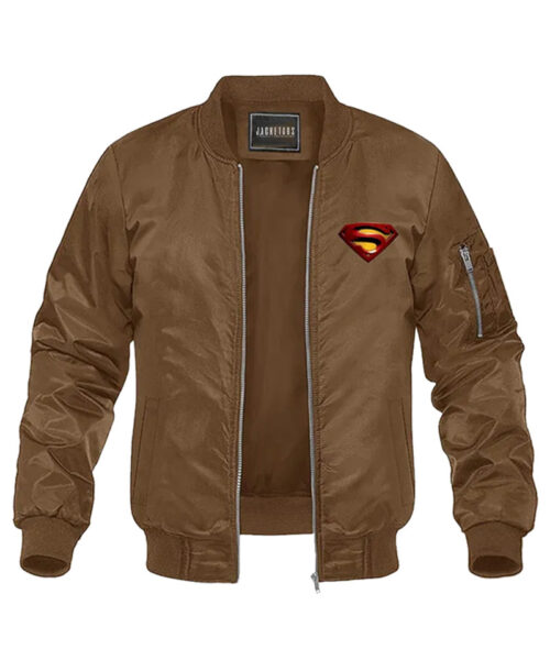 Superman Lightweight Windbreaker Brown Varsity Jacket
