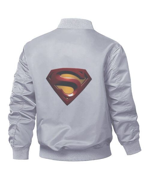 Superman Lightweight Windbreaker Grey Varsity Jacket