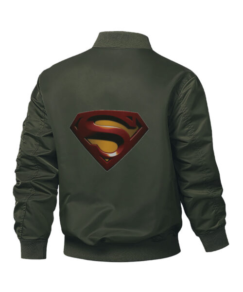 Superman Lightweight Windbreaker Green Varsity Jacket