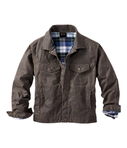 flannel Deep Brown lined waxed jacket