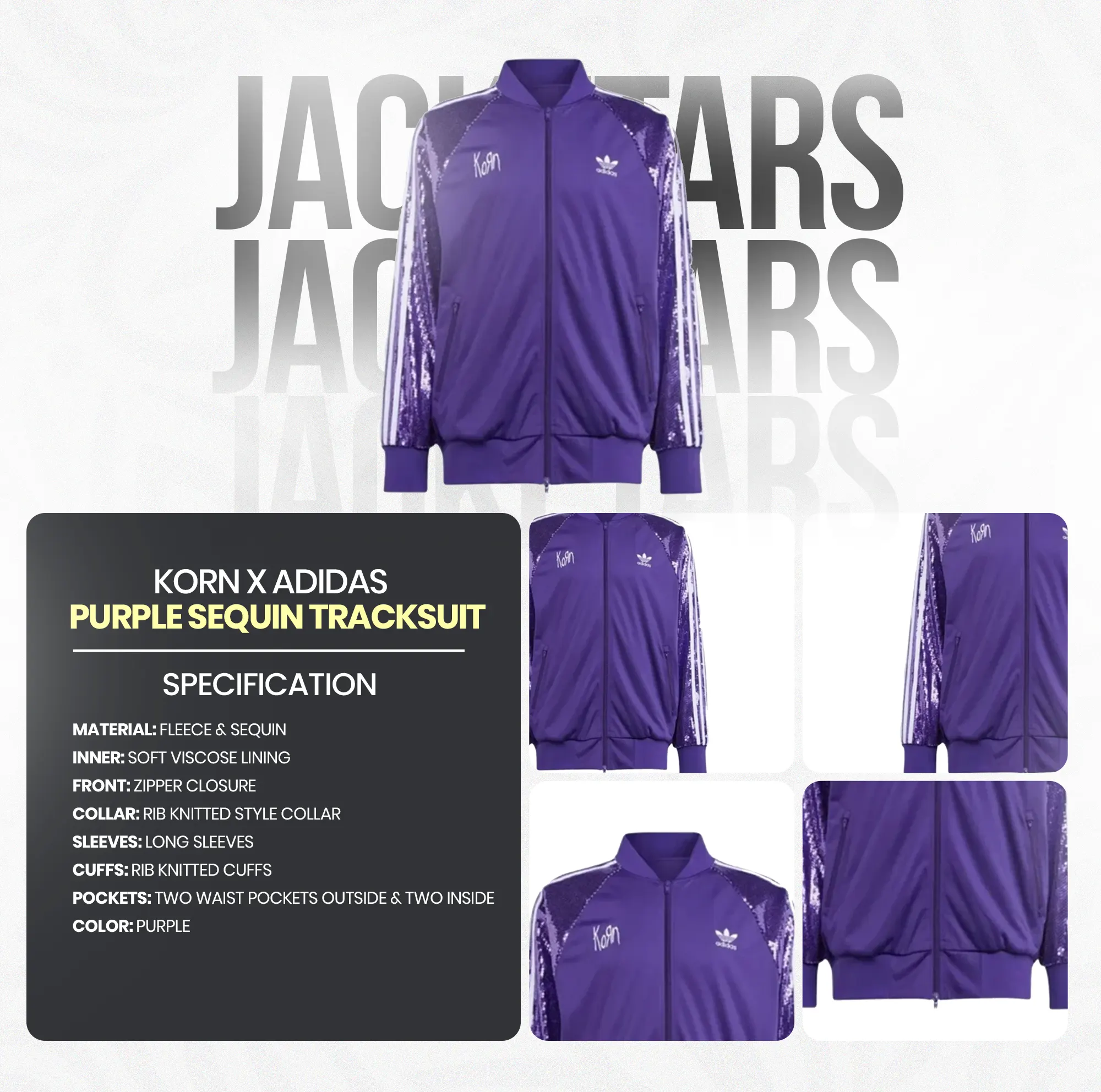 korn x Adidas Purple Sequin Tracksuit