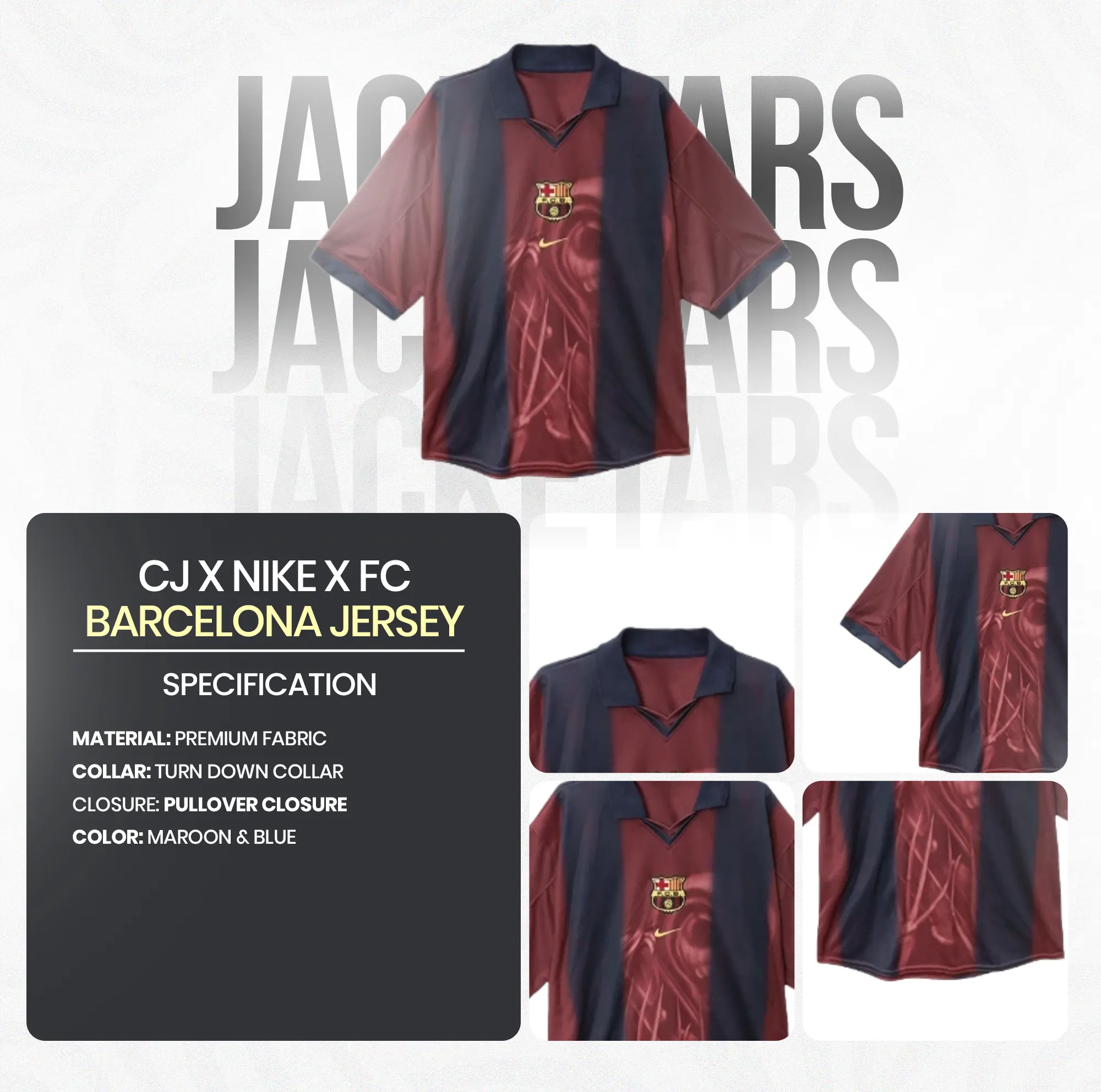 CJ X NIKE X FC BARCELONA RETRO 2000/01 HOME SKELETON JERSEY
