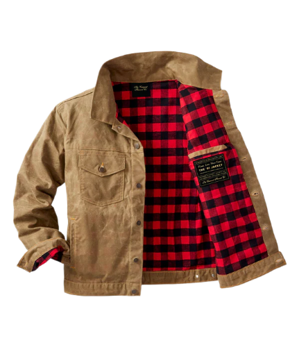 flannel Field Tan lined waxed jacket