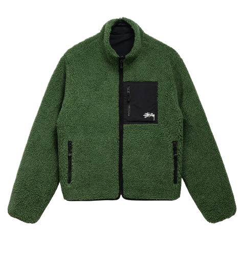 Stussy 8 Ball Green Sherpa Jacket