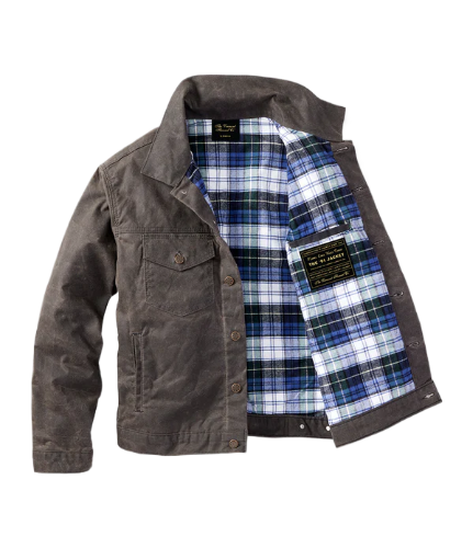 flannel Deep Brown lined waxed jacket