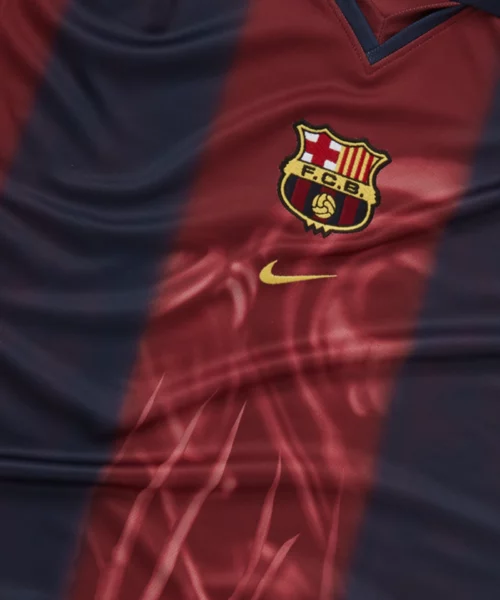 cj x nike x fc barcelona retro 200001 home skeleton jersey