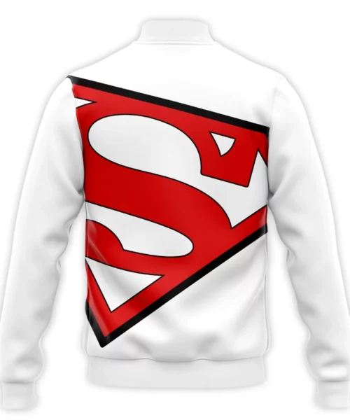 DC Superman Symbol White Varsity Jacket