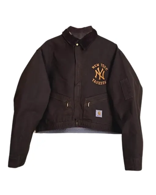 Vintage Carhartt x NY Yankees Crop Dark Brown Jacket