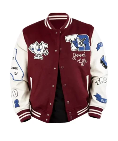 True Religion Maroon Varsity Jacket