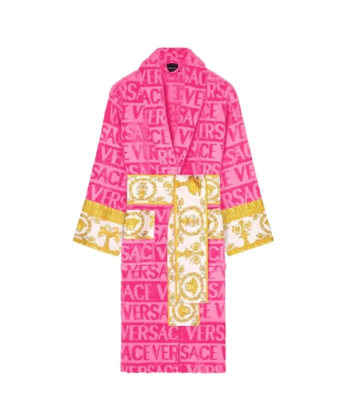 Versace Pink Belted Waist Bathrobe