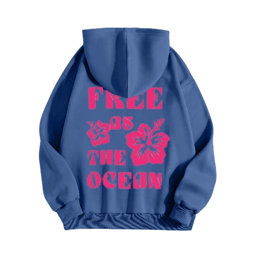 Dark Blue Palm Puff Hoodie