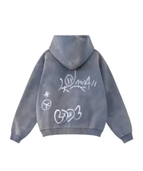 Inflation Graffiti Washed Zip Up Hoodie Blue