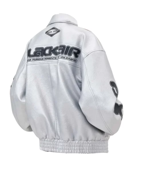 American Vintage Street PU Silver Leather Jacket