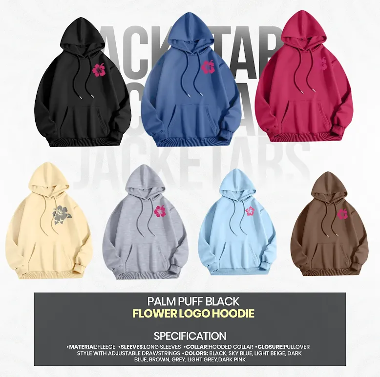 Palm Puff Sky Blue Flower logo Hoodie