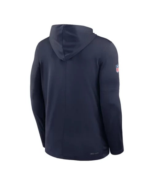 Seattle Seahawks Navy Sideline Sleeve Hoodie T-Shirt