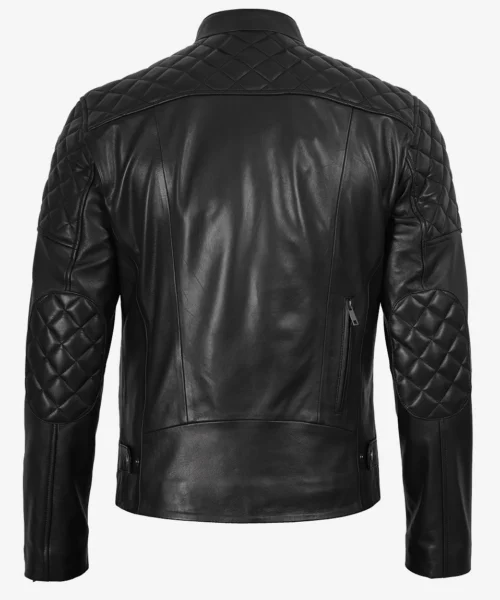 Asymmetrical Quilted Biker Leather Jacket