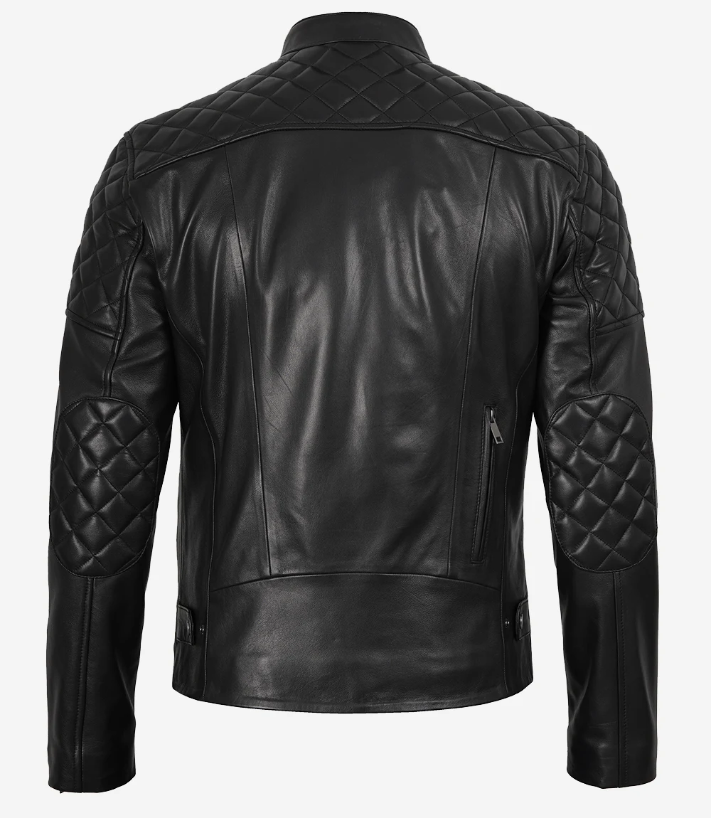 Asymmetrical Quilted Biker Leather Jacket