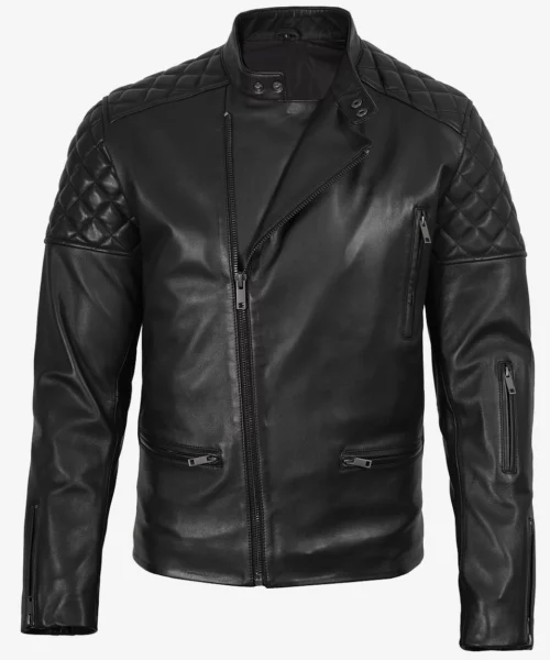 Asymmetrical Quilted Biker Leather Jacket