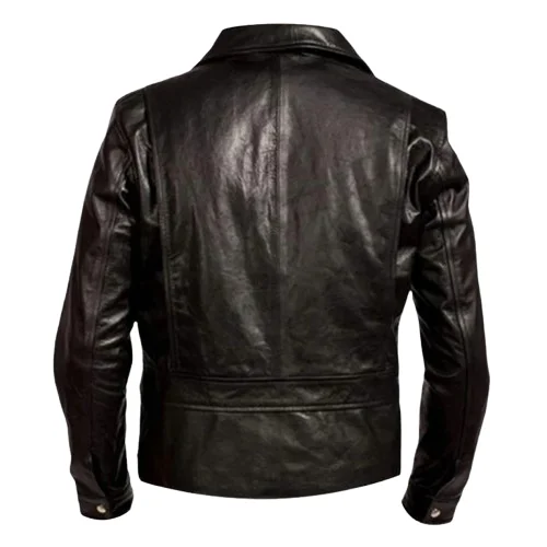 Biker Quilted Genuine Leather Jacket Black