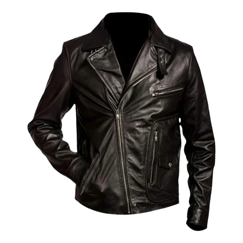 Biker Quilted Genuine Leather Jacket Black