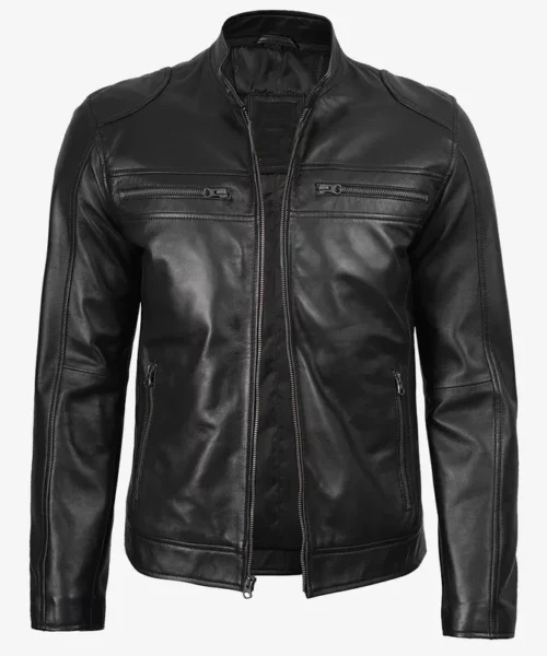 Black Lambskin Biker Leather Jacket