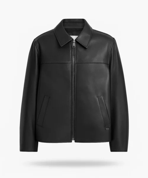 Black Leather Shirt Style Classic Jacket