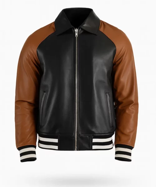 Black and Brown Leather Varsity Jacket