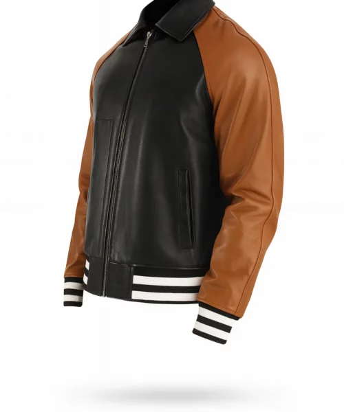Black and Brown Leather Varsity Jacket