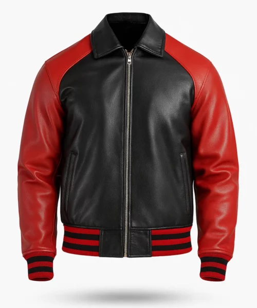 Black and Red Leather Varsity Jacket