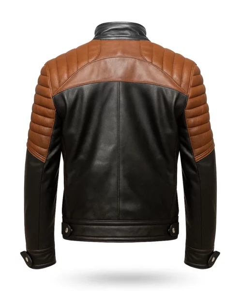 Brown Black Cafe Racer Leather Jacket