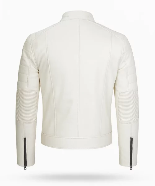 Cafe Racer White Leather Jacket