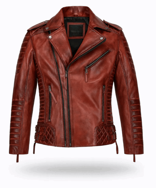 Charles Burnt Red Leather Jacket
