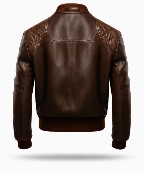 Coffee Brown Bomber Leather Jacket